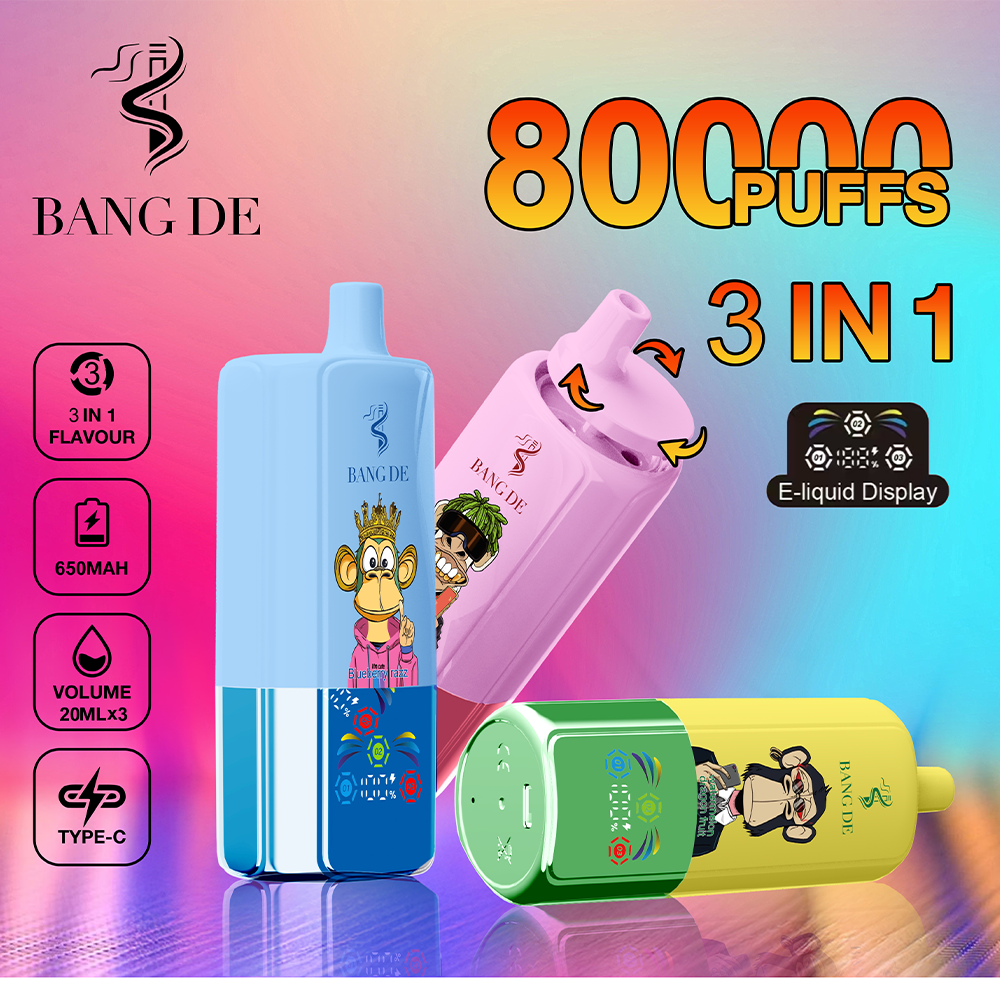 Bang DE 80K | 3-in-1 Flavors, 80,000 Puffs, Type-C Fast Charging