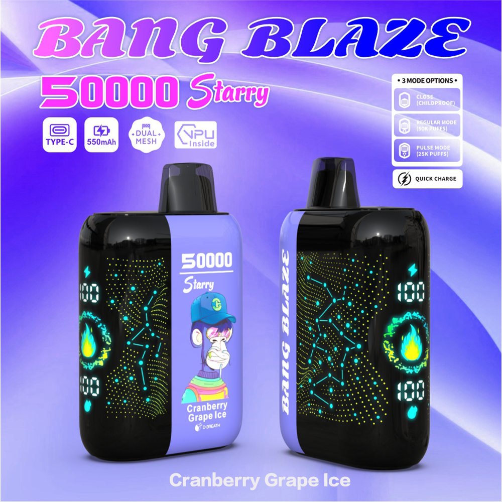 Bang Starry 50000 | 50K Puffs · 0–5% Nic · Dual Mesh · Type-C · 12 Flavors · 3 Modes - Image 4