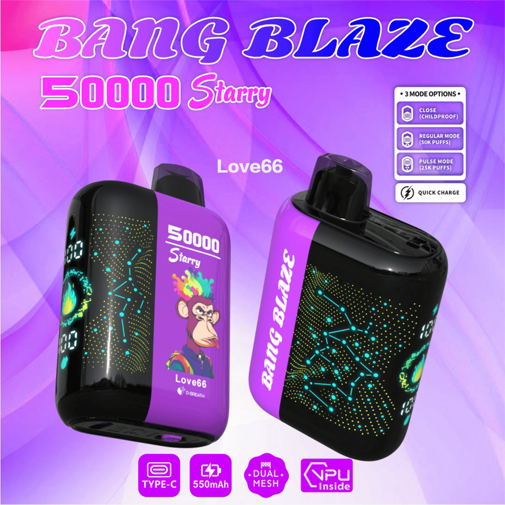 Bang Starry 50000 | 50K Puffs · 0–5% Nic · Dual Mesh · Type-C · 12 Flavors · 3 Modes - Image 5