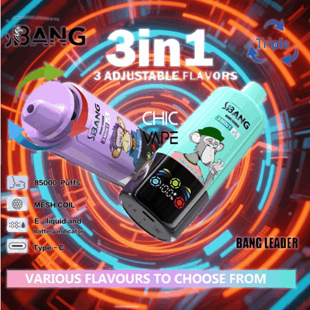 Bang Leader 85K | 85000 soplos Vape, 3 en 1 sabores, dispositivo desechable de Vape