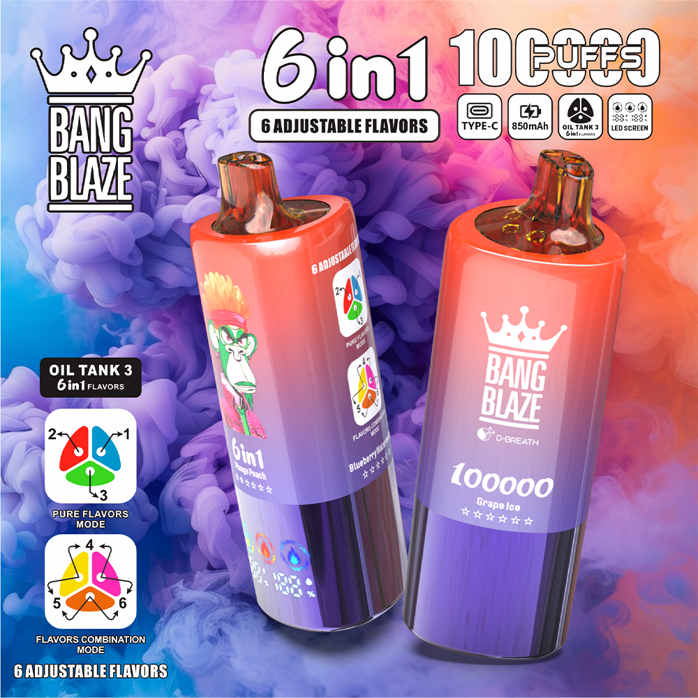 Bang Blaze 100k 6in1 — 6 in 1 Design | 100,000 puffs | Type-C fast charging - Image 5
