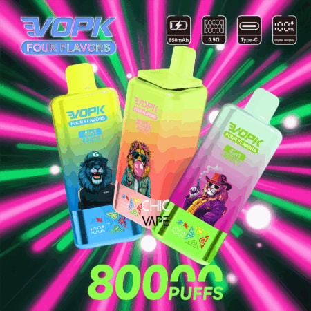 VOPK 4 つのフレーバー 80K | 4-in-1 切り替え可能なフレーバー、80K パフ、使い捨て VAPE