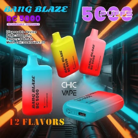 Bang Blaze BC5000 - 5000 Puffs Disposable Vape with 12 Flavors & 0–5% Nicotine