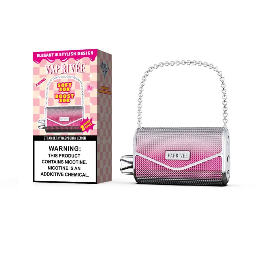 ラインストーン ピンククラッチバッグ風キラキラ　VAPRIVÉE 50k 30K VAPRIVEE 50K - 持続性 50,000 パフ、12 種類のプレミアムフレーバーで