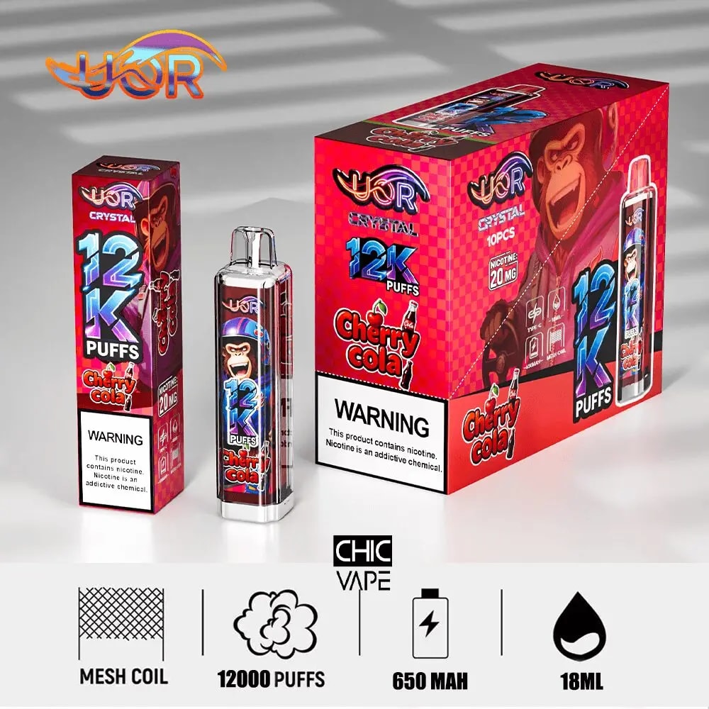 UOR Crystal 12K Disposable Vape, 12,000 Puffs ,18ml E-Liquid Capacity , Four Mesh Coil - Image 12