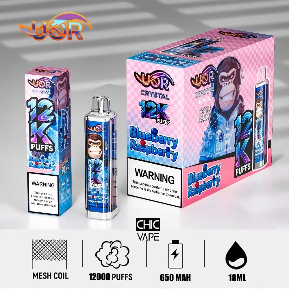 UOR Crystal 12K Disposable Vape, 12,000 Puffs ,18ml E-Liquid Capacity , Four Mesh Coil - Image 11
