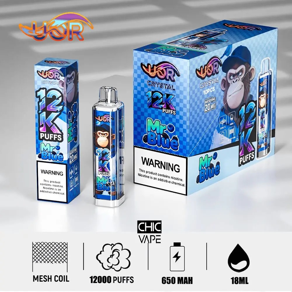 UOR Crystal 12K Disposable Vape, 12,000 Puffs ,18ml E-Liquid Capacity , Four Mesh Coil - Image 7