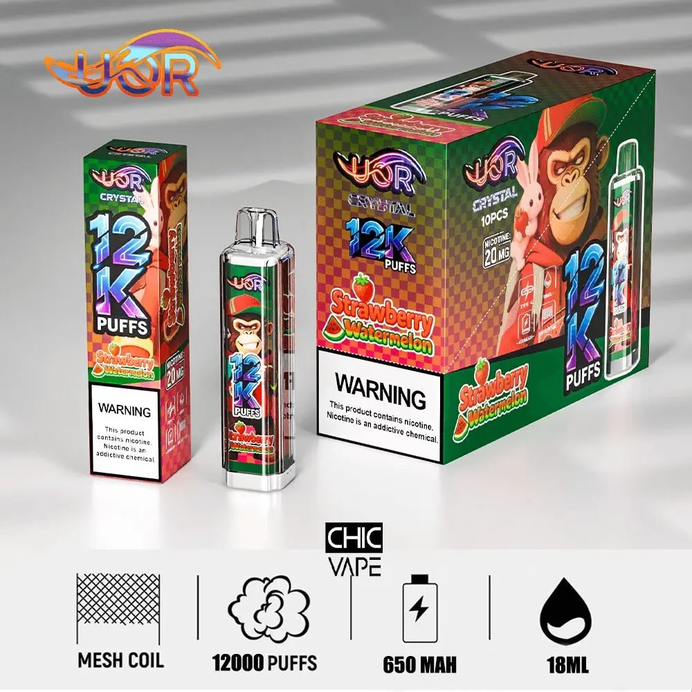 UOR Crystal 12K Disposable Vape, 12,000 Puffs ,18ml E-Liquid Capacity , Four Mesh Coil - Image 4