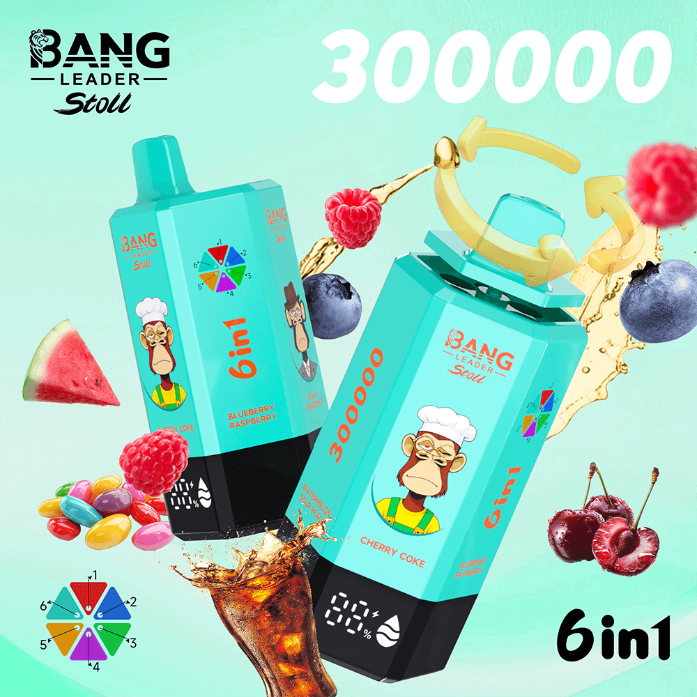 Two turquoise 6-in-1 beverage cartons with a cartoon monkey chef and fruit graphics, on a turquoise background with 300000.