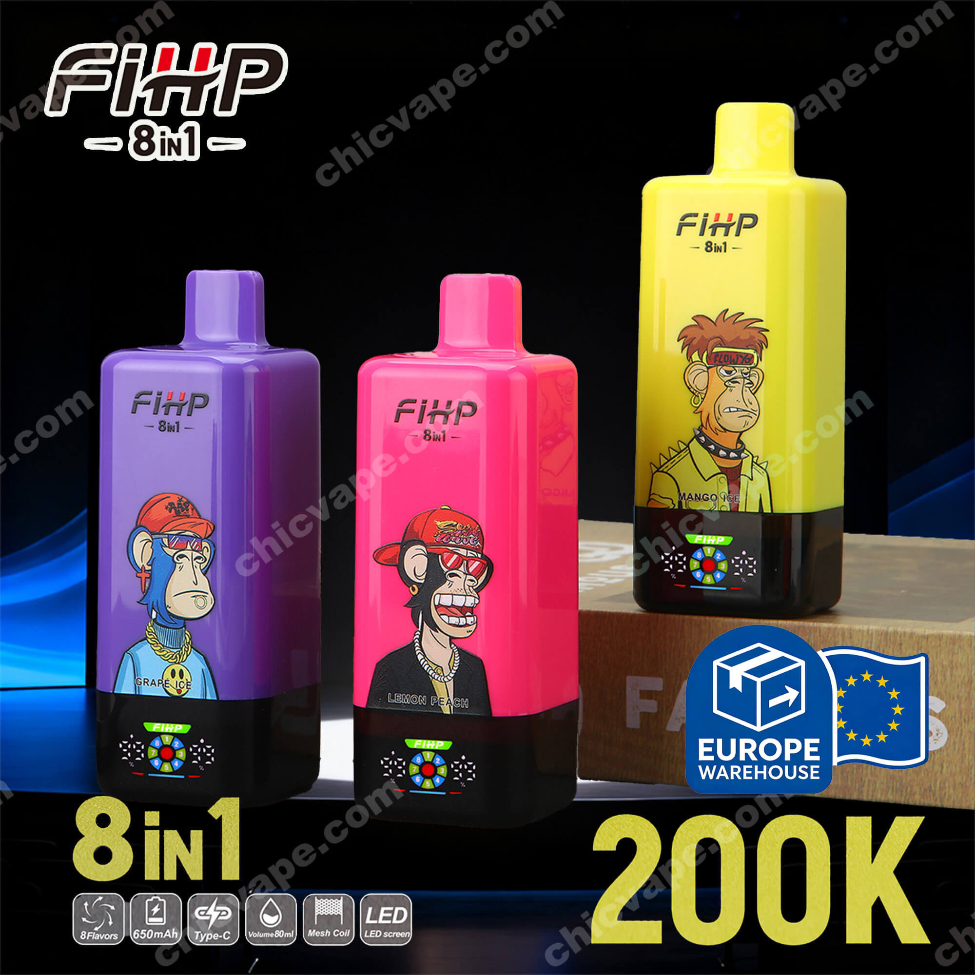 FIHP 200K 8IN1 Vape | Premium Multi-Flavor Device with Mesh Coil