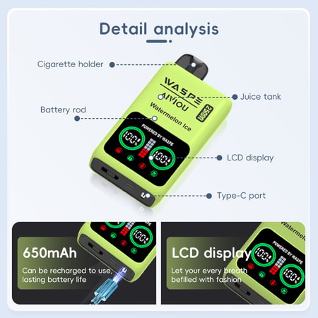 WASPE 25000 25K Puffs Dual Mesh Vape E-Cigarette originale