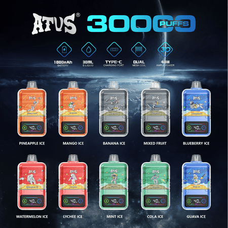 ATVS 30000 30K Puffs Adjustable Airflow Vape Type-C Rechargeable Original  E-Cigarette