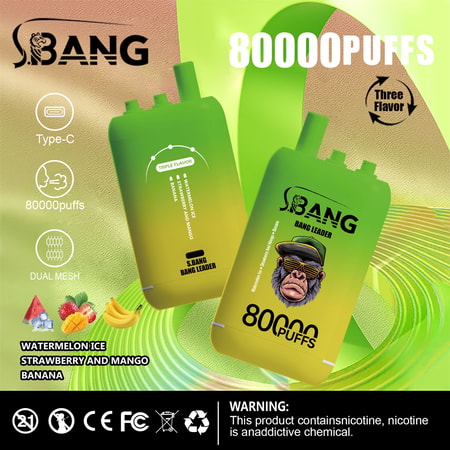 Bang Leader 80K Puffs Vape bietet drei umschaltbare Geschmacksrichtungen, bis zu 80.000 Züge, eine Dual-Mesh-Spule, Typ-C-Laden und 12 Geschmacksoptionen – perfekt für lang anhaltende, geschmackvolle Vaping-Sessions.