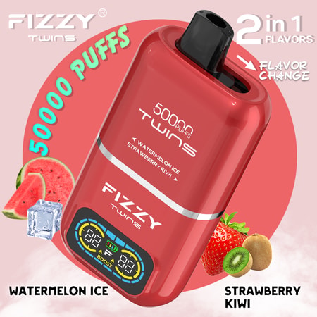 Fizzy Twins 50K Puffs Vape har dubbla smaker, en kapacitet på 50 ml och räcker till upp till 50 000 bloss. Med 2%/5% nikotin, dubbla mesh-spolar och Type-C-laddning levererar den långvariga, smakrika och kraftfulla vapingsessioner.